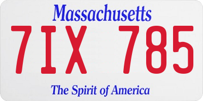 MA license plate 7IX785