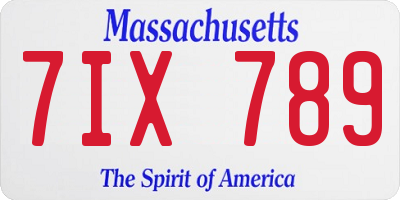 MA license plate 7IX789