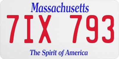 MA license plate 7IX793