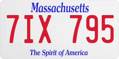 MA license plate 7IX795