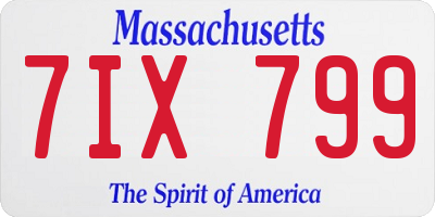 MA license plate 7IX799