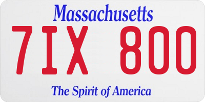 MA license plate 7IX800