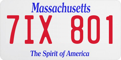 MA license plate 7IX801