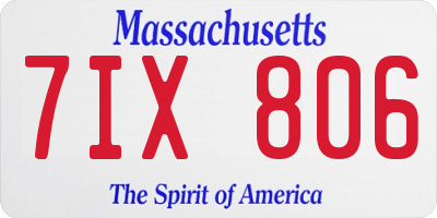 MA license plate 7IX806
