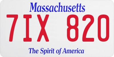 MA license plate 7IX820