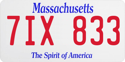 MA license plate 7IX833