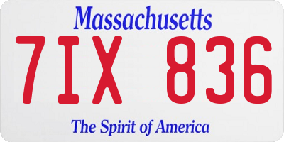 MA license plate 7IX836