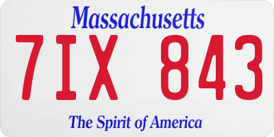 MA license plate 7IX843