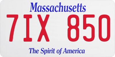 MA license plate 7IX850