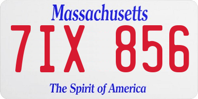 MA license plate 7IX856