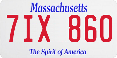 MA license plate 7IX860
