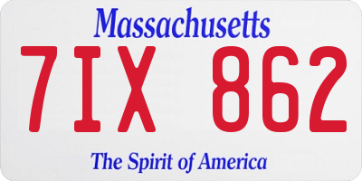 MA license plate 7IX862