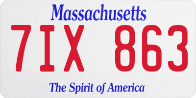 MA license plate 7IX863