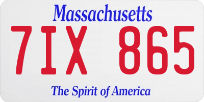 MA license plate 7IX865
