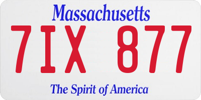 MA license plate 7IX877