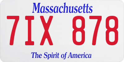 MA license plate 7IX878