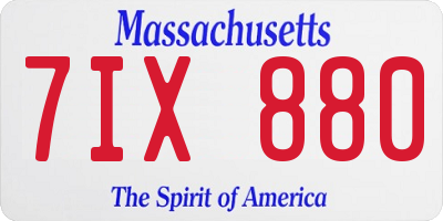 MA license plate 7IX880
