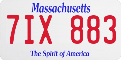 MA license plate 7IX883