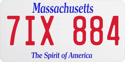 MA license plate 7IX884