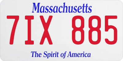 MA license plate 7IX885