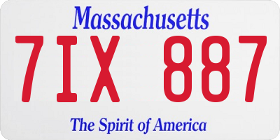 MA license plate 7IX887