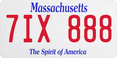 MA license plate 7IX888