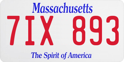 MA license plate 7IX893