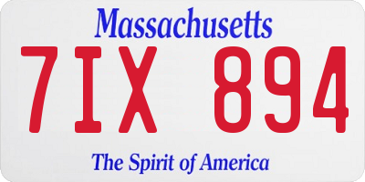 MA license plate 7IX894