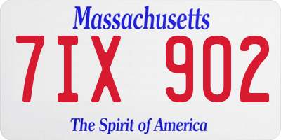 MA license plate 7IX902