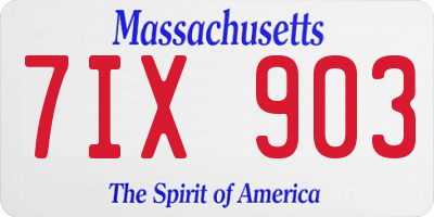 MA license plate 7IX903