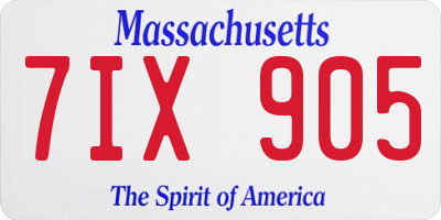 MA license plate 7IX905