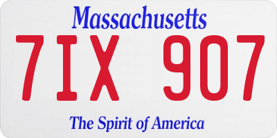 MA license plate 7IX907