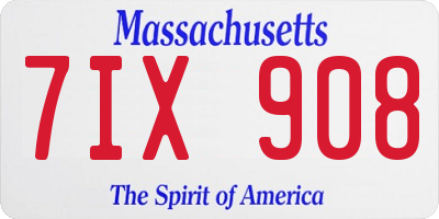 MA license plate 7IX908