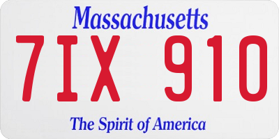 MA license plate 7IX910