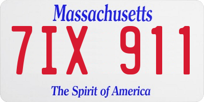 MA license plate 7IX911