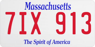 MA license plate 7IX913
