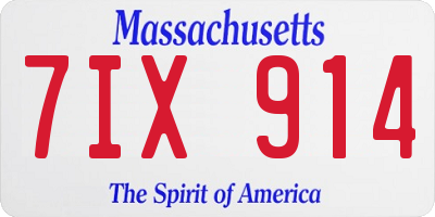 MA license plate 7IX914