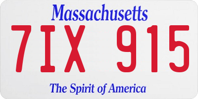MA license plate 7IX915