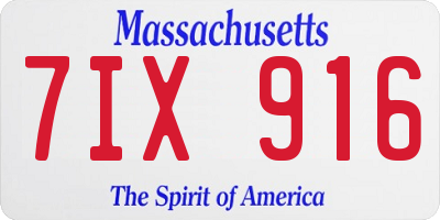 MA license plate 7IX916