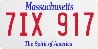 MA license plate 7IX917