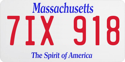 MA license plate 7IX918