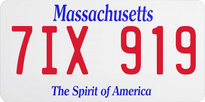 MA license plate 7IX919