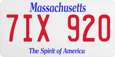 MA license plate 7IX920