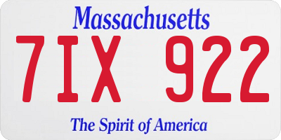 MA license plate 7IX922