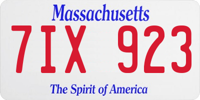 MA license plate 7IX923