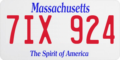 MA license plate 7IX924