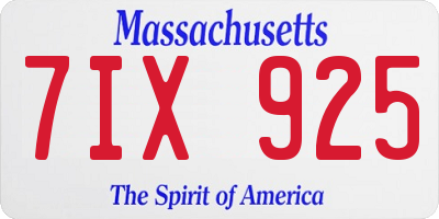 MA license plate 7IX925