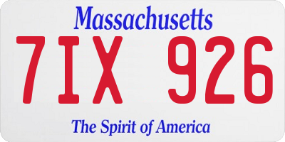 MA license plate 7IX926