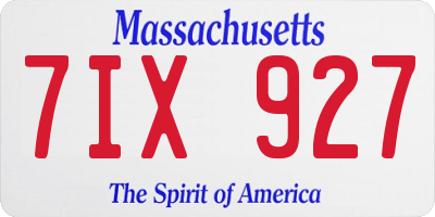 MA license plate 7IX927