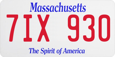 MA license plate 7IX930